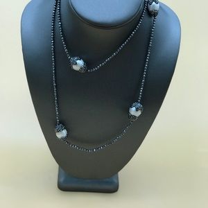 Sterling Silver Black Spinel Necklace.